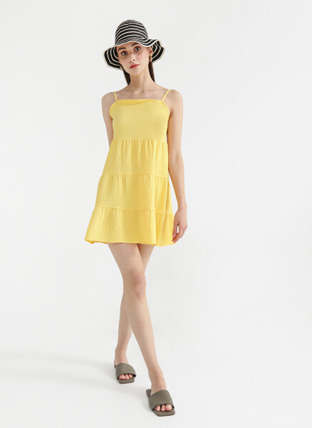 Yellow sleeveless mini dress - 1