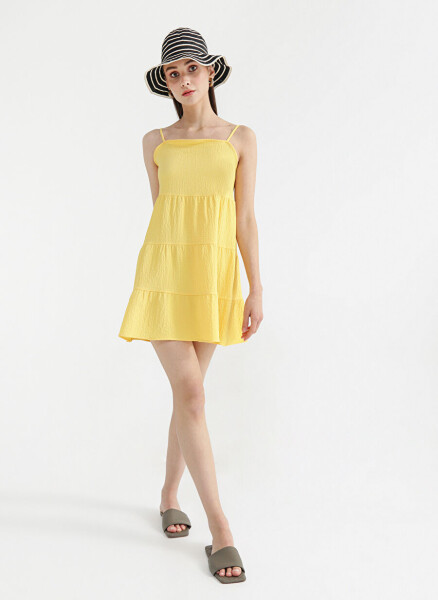 Yellow sleeveless mini dress - 1