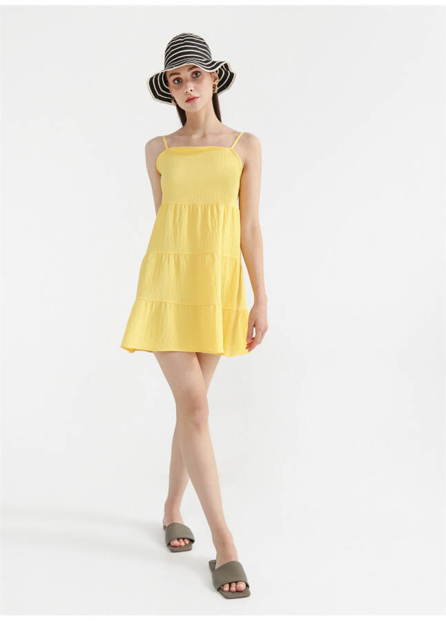 Yellow sleeveless mini dress - 6