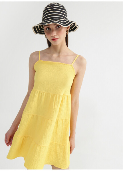 Yellow sleeveless mini dress - 7