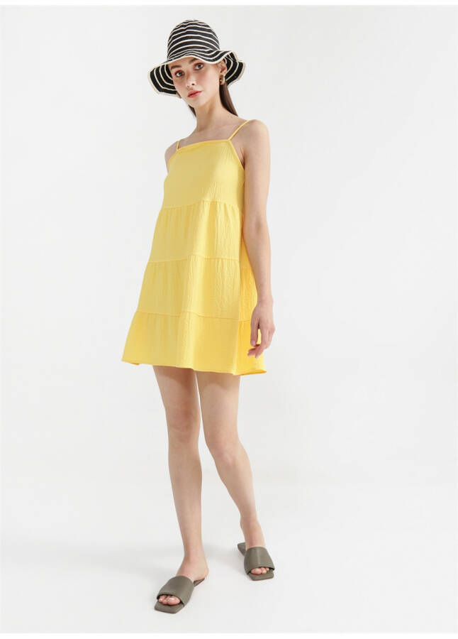 Yellow sleeveless mini dress - 8