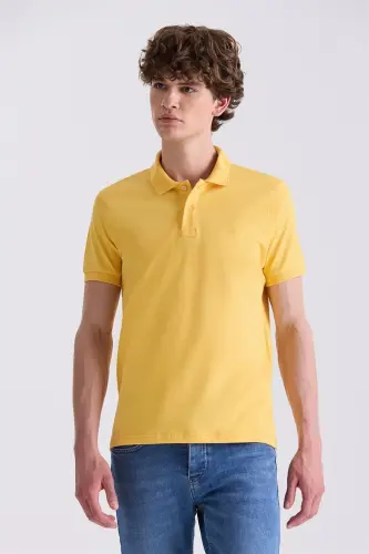 Yellow Slim Fit Polo Neck T-Shirt 