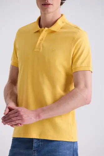 Yellow Slim Fit Polo Neck T-Shirt - 3