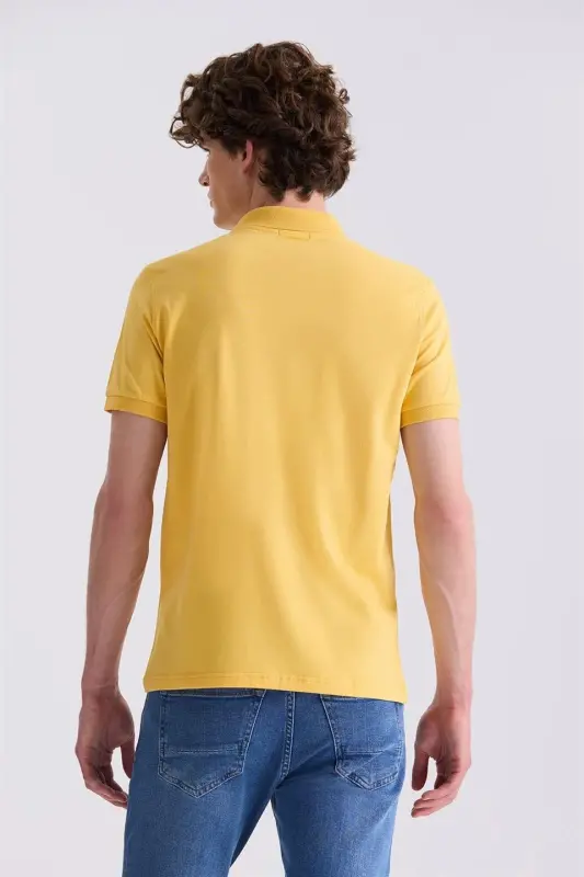 Yellow Slim Fit Polo Neck T-Shirt - 4