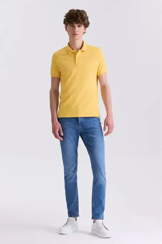 Yellow Slim Fit Polo Neck T-Shirt - 2