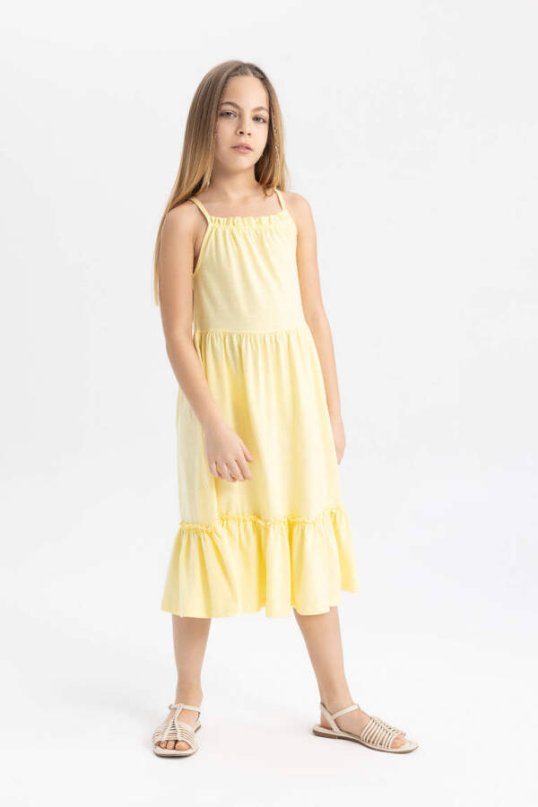 Yellow Strapless Dress for Girls - 1