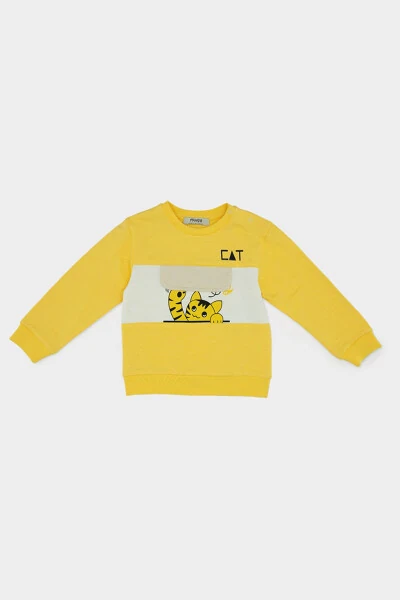 Yellow Sweatshirt with Boy Print Details - Panço