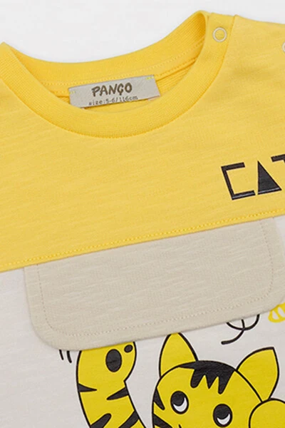 Yellow Sweatshirt with Boy Print Details - 3