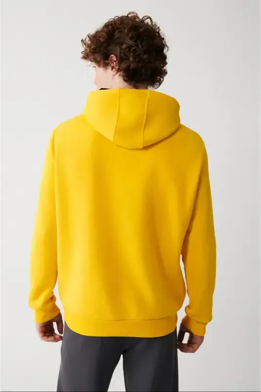Yellow Unisex Hooded Sweatshirt - 4