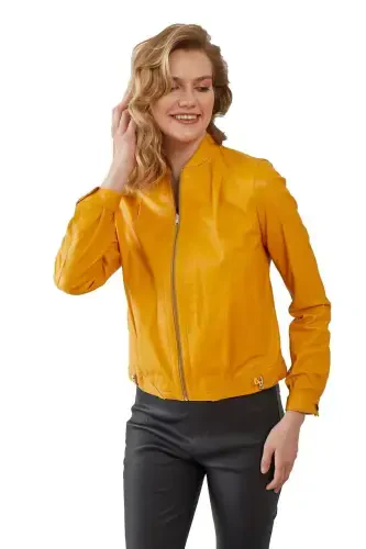 Yellow women's leather jacket - DERIDERIM (1)