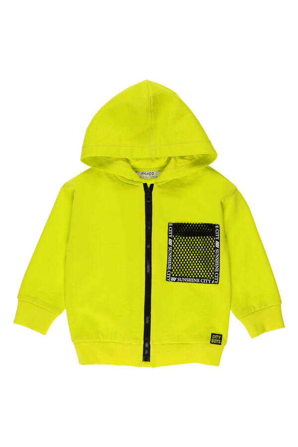 Yellow zippered baby boy sweatshirt - 1