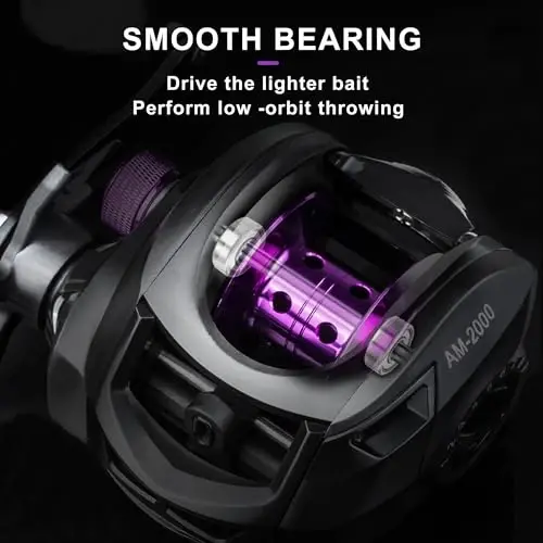 Lacusmall Baitcaster Reel, Fishing Reel, Magnet Braking System, 17.6 LB Max Drag, 7.2: 1 and 6.3: 1 Gear Ratio - 5