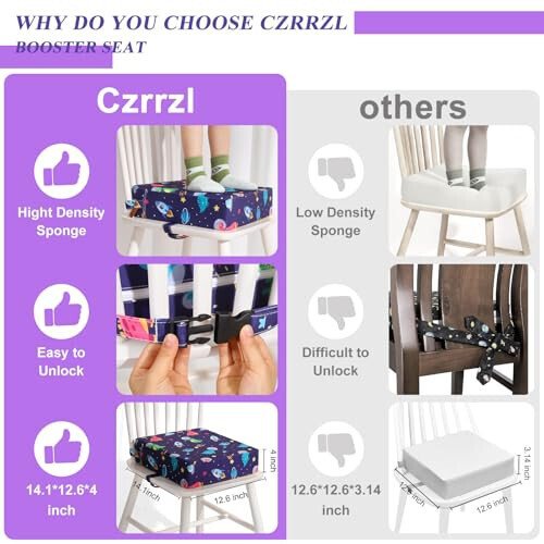 Toddler Booster Seat for Dining Table 45D Cartoon Stronger Support Booster Seat for Dining Table Washable 2 Safer Straps Non-Slip Bottom Portable Booster Chair for Toddlers Kid Baby Eating Travel Home - 5