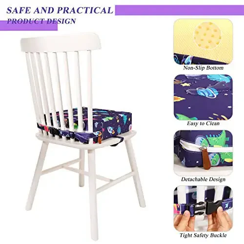Toddler Booster Seat for Dining Table 45D Cartoon Stronger Support Booster Seat for Dining Table Washable 2 Safer Straps Non-Slip Bottom Portable Booster Chair for Toddlers Kid Baby Eating Travel Home - 6