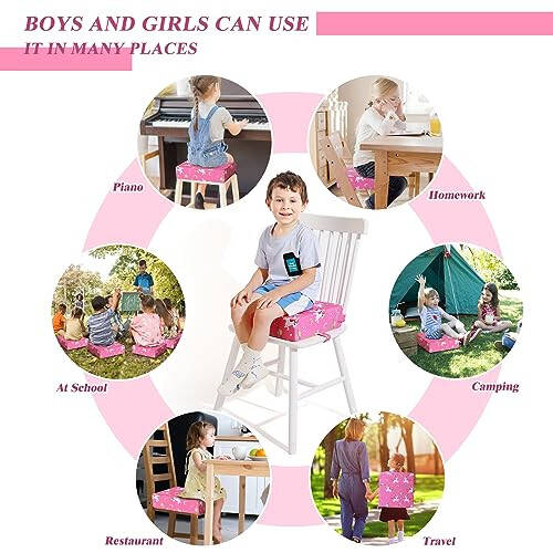 Toddler Booster Seat for Dining Table, Stronger Support Booster Seat for Table Washable 2 Safer Straps Non-Slip Bottom Portable for Kids Baby Increasing Cushion for Travel Home - 5