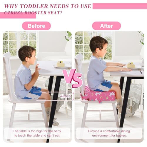 Toddler Booster Seat for Dining Table, Stronger Support Booster Seat for Table Washable 2 Safer Straps Non-Slip Bottom Portable for Kids Baby Increasing Cushion for Travel Home - 6