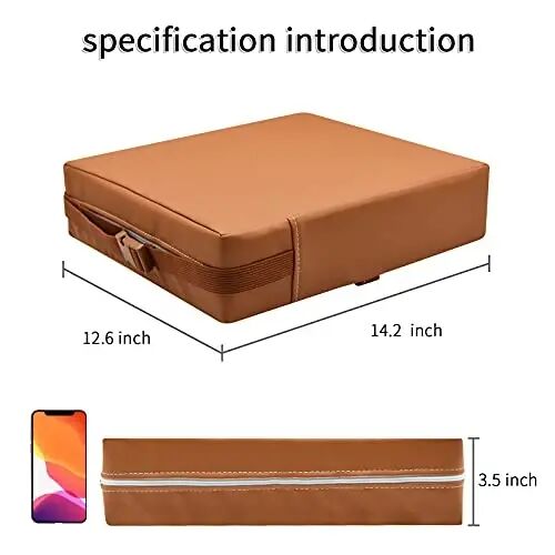 Toddler Booster Seat for Dining Table, PU Washable Double Safe Straps Non-Slip Bottom Booster Seat Dining Toddler, Portable Travel Increasing Cushion (Brown) - 5