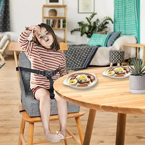 Toddler Booster Seat for Dining Table HOSEASCA 12.6x3.34 Inch Portable High Chair for Travel, Compact Lightweight Travel Booster Seat with Adjustable Straps for Baby - 2