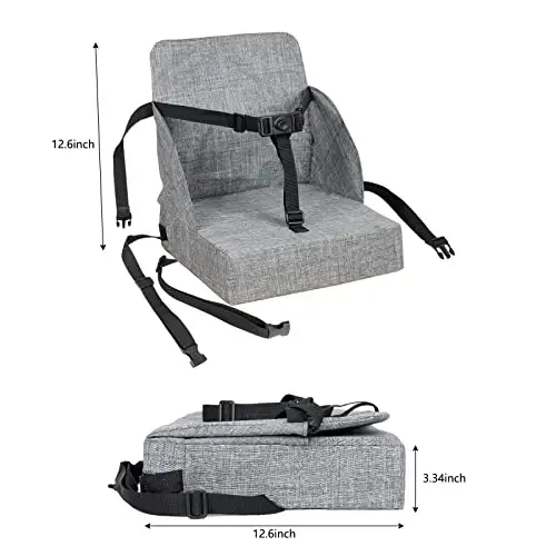 Toddler Booster Seat for Dining Table HOSEASCA 12.6x3.34 Inch Portable High Chair for Travel, Compact Lightweight Travel Booster Seat with Adjustable Straps for Baby - 5