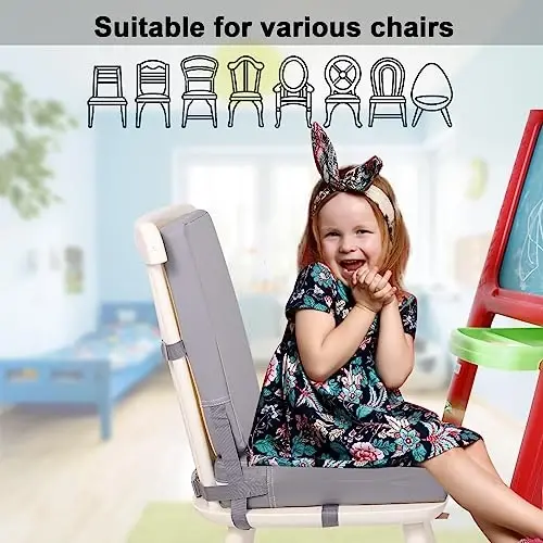 Toddler Booster Seat for Dining Table - PU Waterproof Booster Seat for Dining Table with Backrest & Adjustable Safety Belts Non-Slip Bottom Booster Chair Cushion for Kids Child Baby - 6