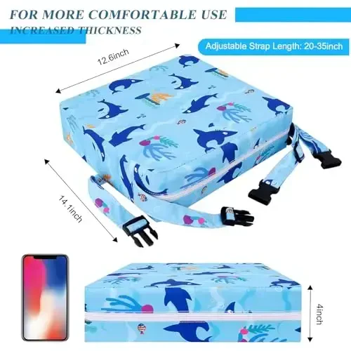 Toddler Booster Seat for Dining Table, Stronger Support Booster Seat for Table Washable 2 Safer Straps Non-Slip Bottom Portable for Kids Baby Increasing Cushion for Travel Home - Czrrzl (1)
