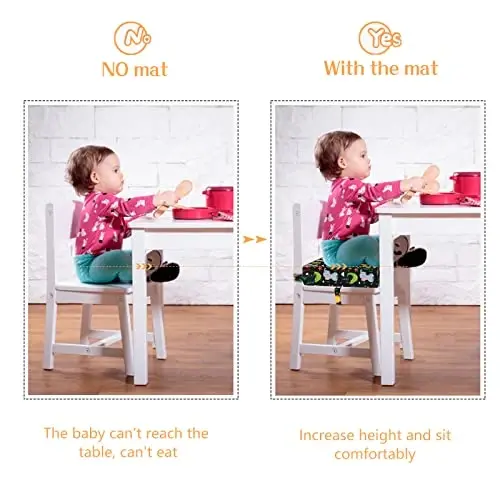 Toddler Booster Seat for Dining Table, Stronger Support Non-Slip Bottom Double Safe Straps Booster Seat Dining Toddler, Portable Travel Increasing Cushion (Black) - TODDLER (1)