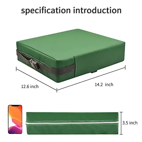 Toddler Booster Seat for Dining Table, PU Washable Double Safe Straps Non-Slip Bottom Booster Seat Dining Toddler, Portable Travel Increasing Cushion (Dark Green) - 3