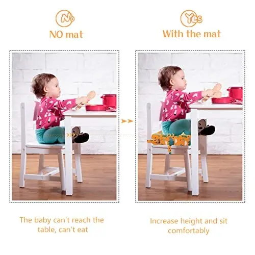 Toddler Booster Seat for Dining Table Kitchen Chair, Stronger Support Double Safe Straps Portable Booster Seat Dining Toddler, High Cushion for Travel Home with Non-Slip Bottom (Orange) - 2