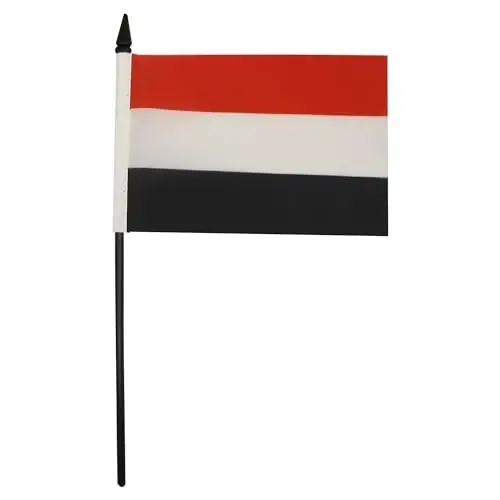 Yemen Table Flag 4'' x 6'' - Yemeni Desk Flag 15 x 10 cm. - Black plastic stick and base - AZ FLAG - AZ FLAG (1)