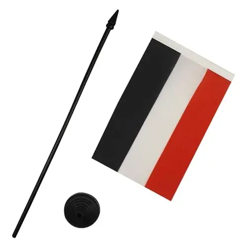 Yemen Table Flag 4'' x 6'' - Yemeni Desk Flag 15 x 10 cm. - Black plastic stick and base - AZ FLAG - 3