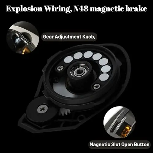 Lacusmall Baitcaster Reel, Fishing Reel, Magnet Braking System, 17.6 LB Max Drag, 7.2: 1 and 6.3: 1 Gear Ratio - 4