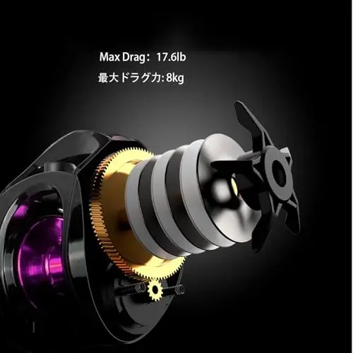 Lacusmall Baitcaster Reel, Fishing Reel, Magnet Braking System, 17.6 LB Max Drag, 7.2: 1 and 6.3: 1 Gear Ratio - 4
