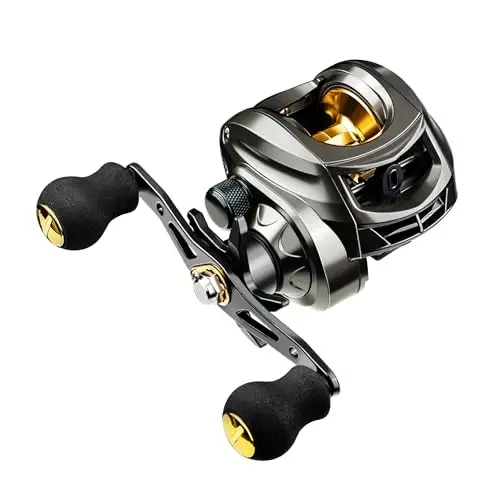 Lacusmall Baitcaster Reel, Fishing Reel, Magnet Braking System, 17.6 LB Max Drag, 7.2: 1 and 6.3: 1 Gear Ratio - 1