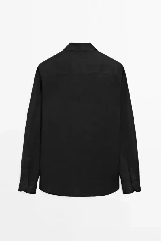 Yengil %100 zig'ir ko'ylak - QORA - MASSIMO DUTTI