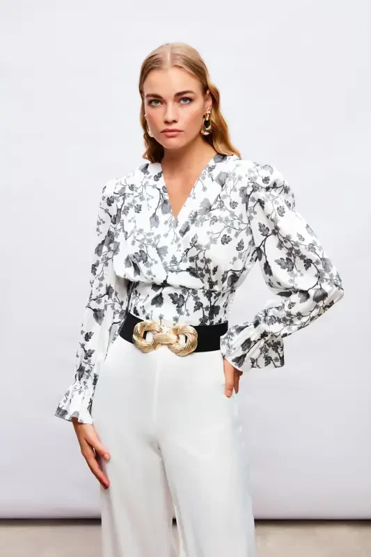 Yengli Volanli Saten Ko'ylak - QORA - SATEEN