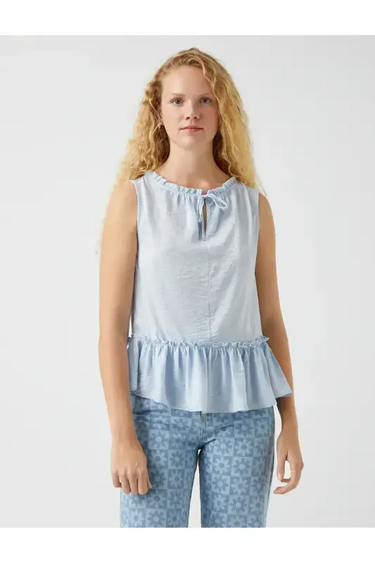 Yengsiz bluz bog'ichli detalli atlas ko'rinishli - 3