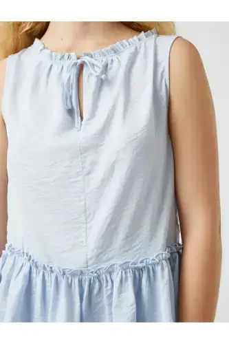 Yengsiz bluz bog'ichli detalli atlas ko'rinishli - 5