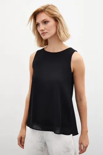 Yengsiz keng bluzka - Qora-QORA - SATEEN (1)