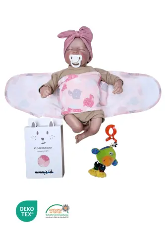 Yeni 0-4 Ay Ayarlanabilir Cırtlı Kedi Desenli Renkli Yarım Kuşak Bebek Kundak Kemer %100 Pamuk-Kedicik Mimi - 4