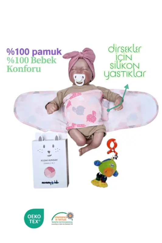Yeni 0-4 Ay Ayarlanabilir Cırtlı Kedi Desenli Renkli Yarım Kuşak Bebek Kundak Kemer %100 Pamuk-Kedicik Mimi - 8