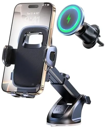 New 2025 Vacuum Magnetic Phone Suction Holder, 15W Wireless Charger for MagSafe Car Mount & Dashboard Windshield Vent Holder, All-Weather Suction for Uber, iPhone 16/15/14 Pro Max Plus - 6