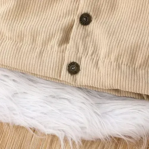 Noubeau Baby Boys Girls Corduroy Jacket Kids Toddler Sherpa Lined Top Lapel Button Down Thicked Warm Coat Winter Outerwear - 5