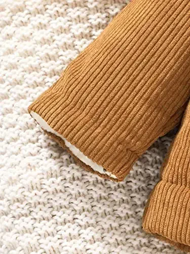 Noubeau Baby Boys Girls Corduroy Jacket Kids Toddler Sherpa Lined Top Lapel Button Down Thicked Warm Coat Winter Outerwear - 6