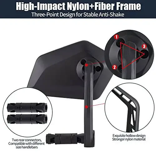 New Bar End Bike Mirror, APLSTOW HD Automotive Grade Glass Lens E-Bike Mirrors, Scratch Resistant, Safe Bicycle Rearview Mirrors (A Pair) - 4