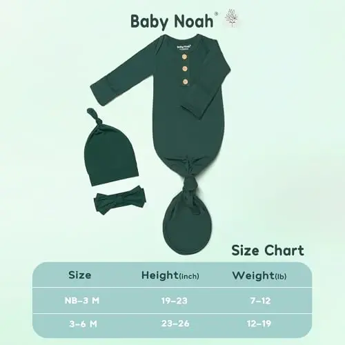 Newborn Baby Knotted Gown, Super Soft Silky Infant Sleeper, Baby Girl Sleep Gown with Mittens, Bow, and Hat Set - 7