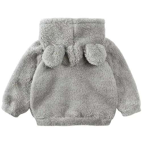 Newborn Infant Baby Boys Girls Cartoon Fleece Hooded Jacket Coat with Ears Warm Todder Kids Outwear Coat Zipper Up 0-6Y - 2