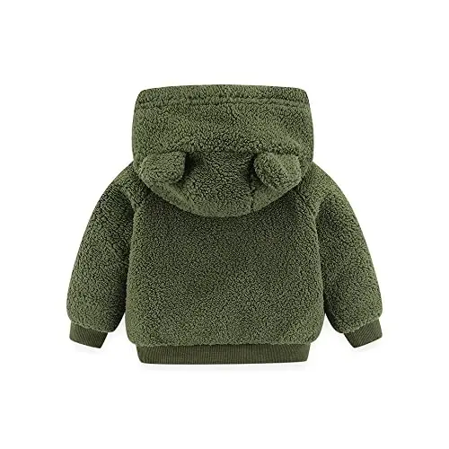Newborn Infant Baby Boys Girls Cartoon Fleece Hooded Jacket Coat with Ears Warm Todder Kids Outwear Coat Zipper Up 0-6Y - 3