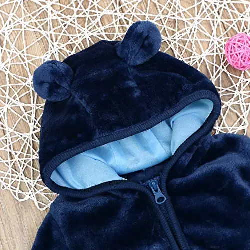 Noubeau Infant Baby Boys Girls Fleece Ears Hat with Lined Hooded Zipper Up Jacket Coat Tops Outwear Overcoat Warm Fall Winte - 5