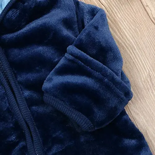 Noubeau Infant Baby Boys Girls Fleece Ears Hat with Lined Hooded Zipper Up Jacket Coat Tops Outwear Overcoat Warm Fall Winte - 7