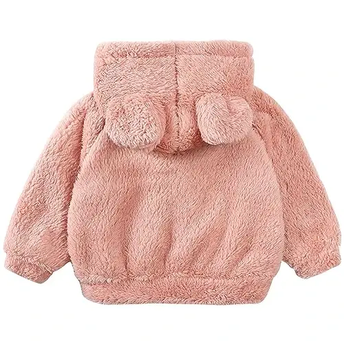 Newborn Infant Baby Boys Girls Cartoon Fleece Hooded Jacket Coat with Ears Warm Todder Kids Outwear Coat Zipper Up 0-6Y - 3